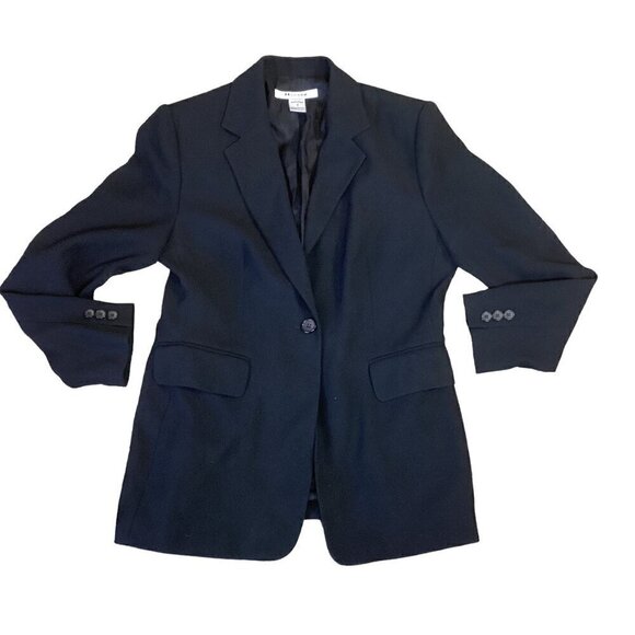 Nygard Collection Classic 1-Button Longline Blazer Jacket Black Sz 8P 299B - Picture 1 of 8